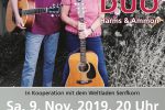 Benefizkonzert des Folk-Duos Harms & Ammon ResidenzKultur_Plakat Benefizkonzert Harms und Ammon am 9.11.2019 in der Residenz